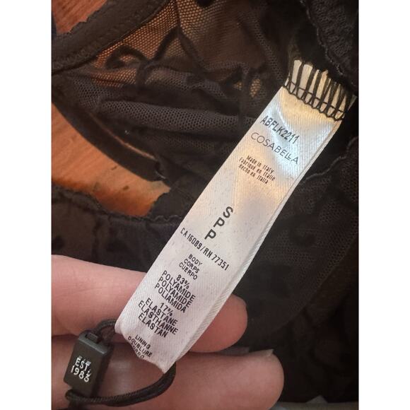 Cosabella Annabella Flock Plunge Teddy Thong Black Sz S NWT $118 - Picture 8 of 10